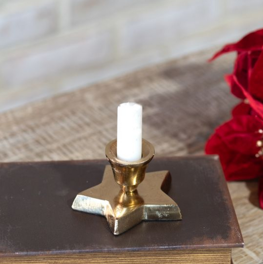 Gold Star Taper Holder, Feathered Farmhouse