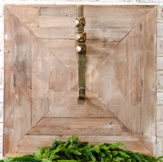 Brass Antique Wreath Hanger with Bells, Feathered Farmhouse