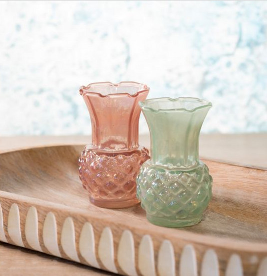 Aqua + Rose Mini Vases, Feathered Farmhouse