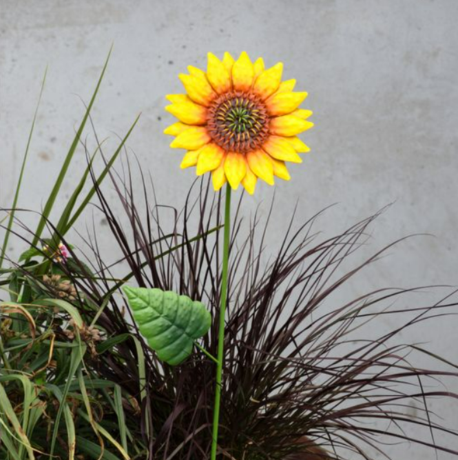 Metal Sunflower Stakes, Feathered Farmhouse