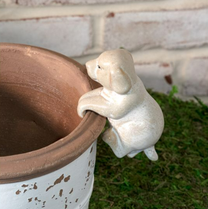 Beige Dog Pot Hanger, Feathered Farmhouse