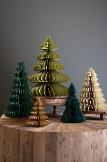 Accordion Christmas Trees, Feathered Farmhouse