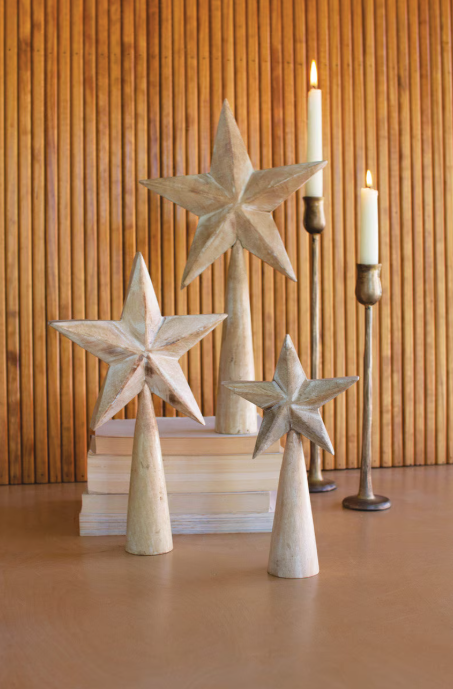 White-Wash Wooden Table Top Stars, Feathered Farmhouse