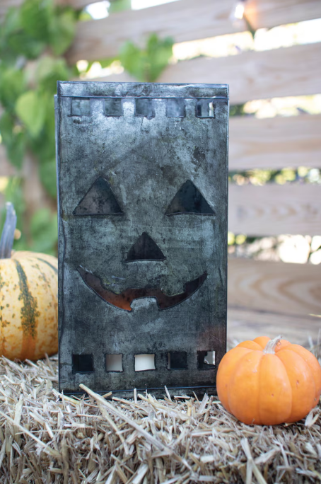 Tin Bag Jack-O-Lantern Luminary, Feathered Farmhouse