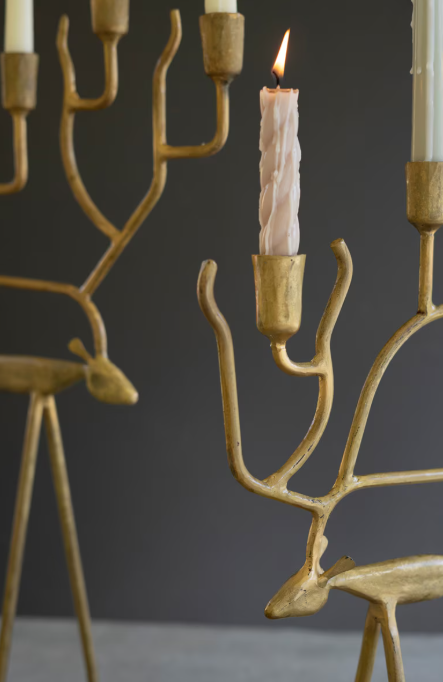 Deer Candelabra, Feathered Farmhouse