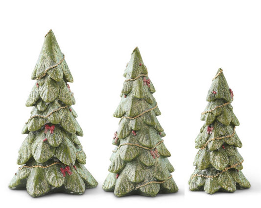 Green Glitter Trees, Feathered Farmhouse