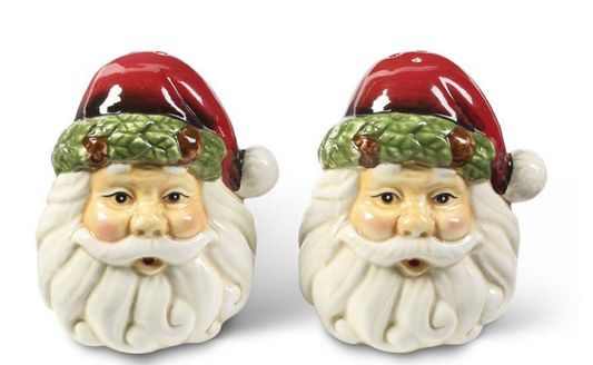 Santa Face Salt + Pepper Shaker Set, Feathered Farmhouse