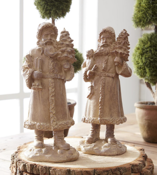 Natural Wood Santa, Feathered Farmhouse