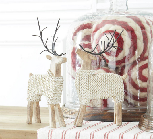 Deer In Cream Sweater, Feathered Farmhouse