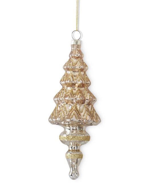 Gold Glittered Finial Ornament, Feathered Farmhouse