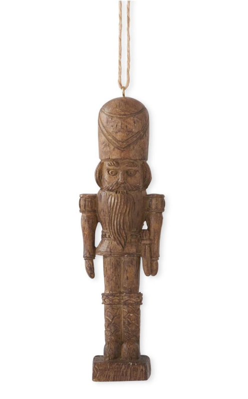 Woodgrain Soldier Ornament, Feathered Farmhouse