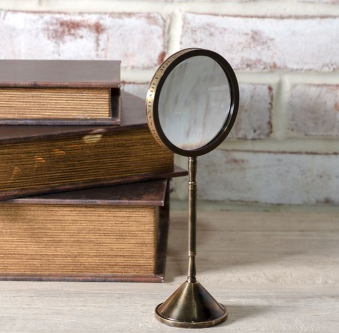 Antique Brass Magnifying Glass, Feathered Farmhouse