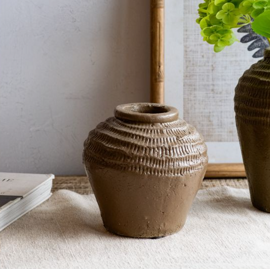 Brown Top Pattern Vase, Feathered Farmhouse
