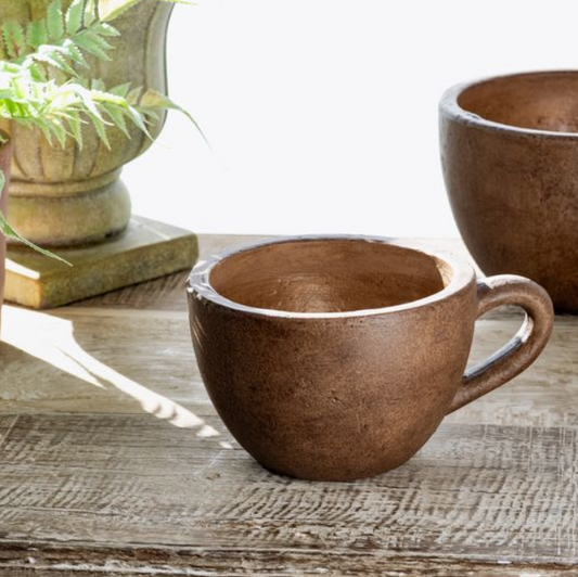 Terra Cotta Tea Cup Planter, Feathered Farmhouse