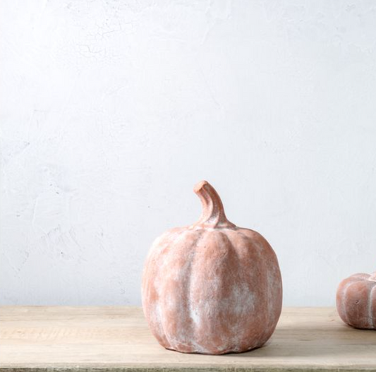 Orange Terracotta Pumpkin, Feathered Farmhouse