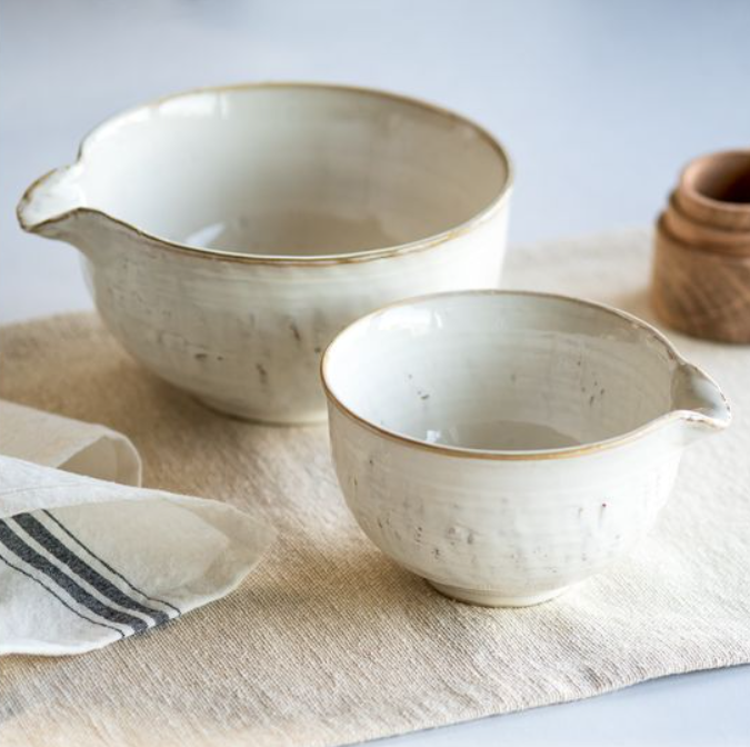 Fancy White Pour Bowl, Feathered Farmhouse