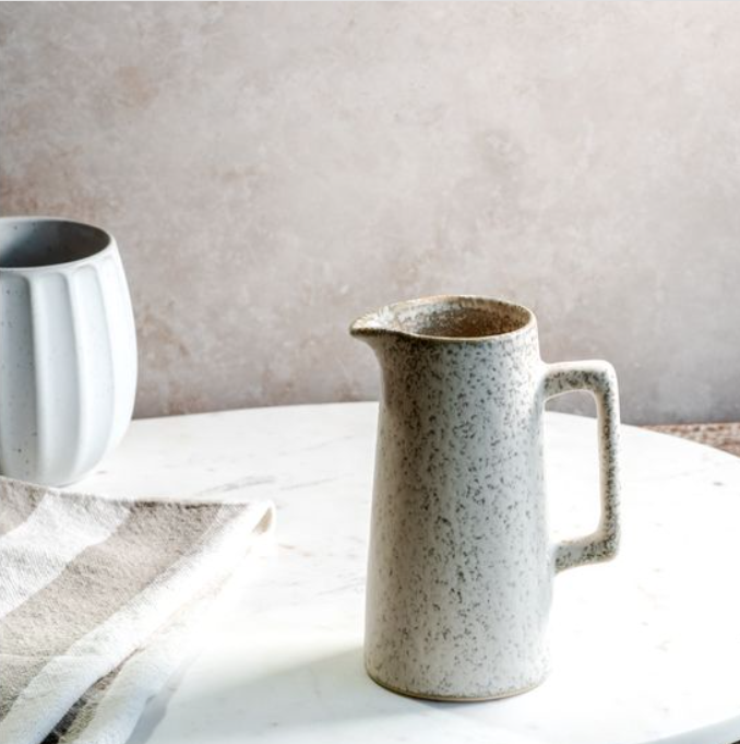 Reactive Beige Pitcher, Feathered Farmhouse