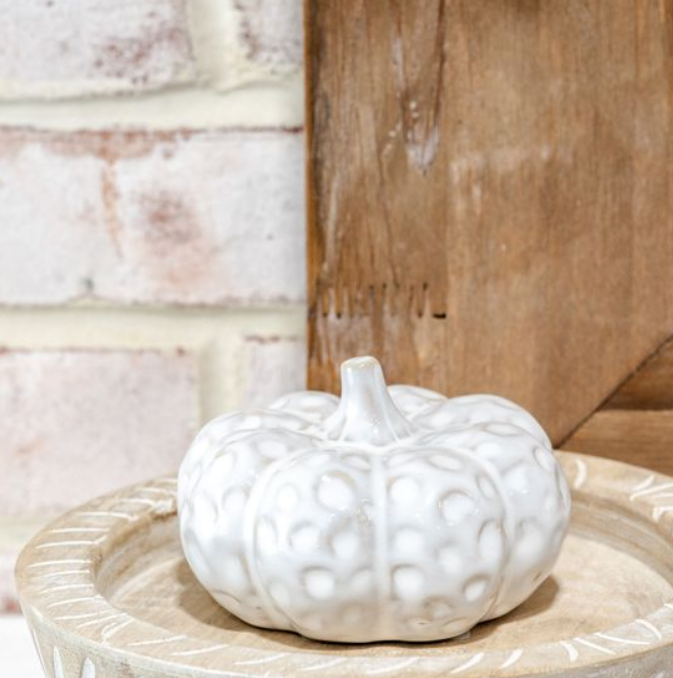 White Dimple Pumpkin, Feathered Farmhouse