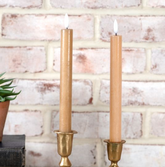 Caramel LED Taper Candle Set, Feathered Farmhouse