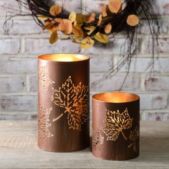 Bronze Leaf Lantern, Feathered Farmhouse