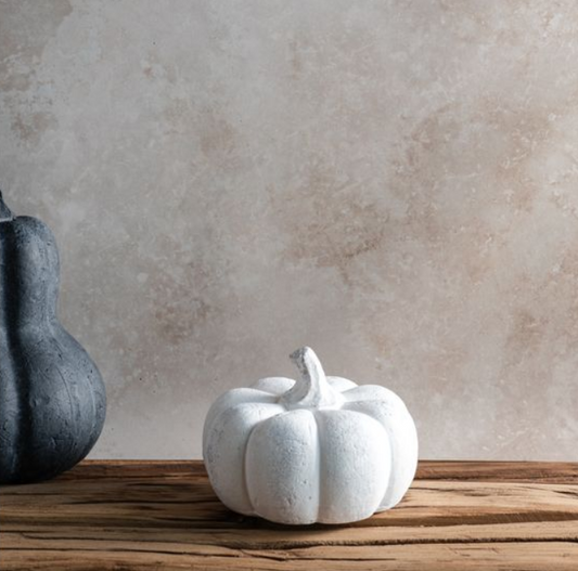 White Terracotta Pumpkin, Feathered Farmhouse