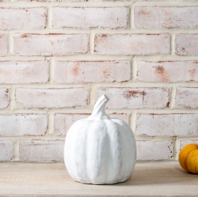 White Terracotta Pumpkin, Feathered Farmhouse