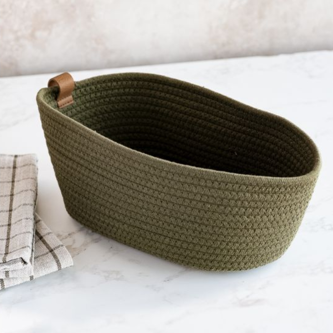 Large Olive Basket, Feathered Farmhouse
