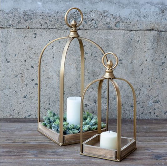 Tall Gold Metal Wood Displayers, Feathered Farmhouse