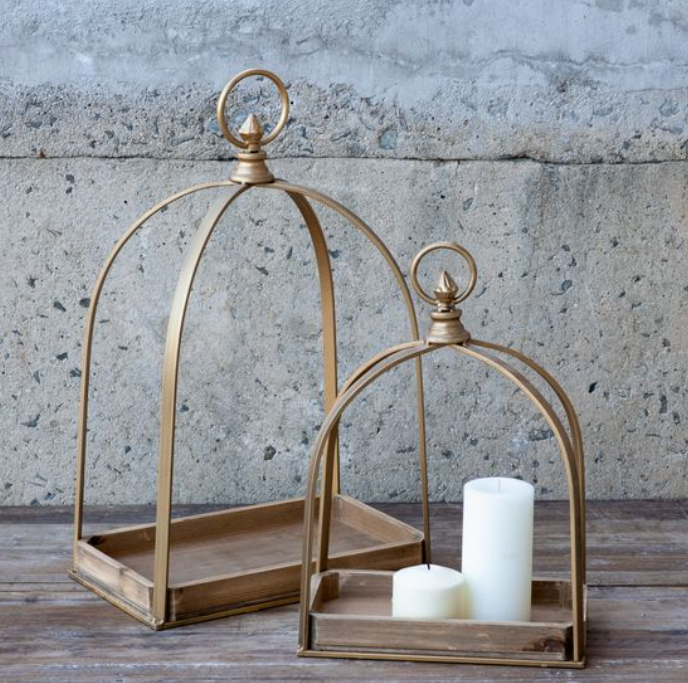 Wide Gold Metal Wood Displayers, Feathered Farmhouse