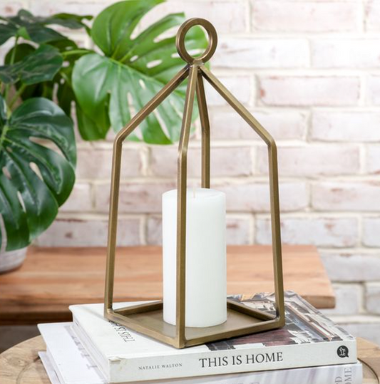 Single Modern Brass Cage, Feathered Farmhouse