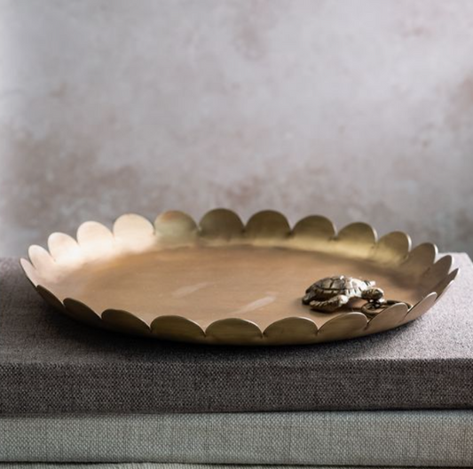 Scallop Brass Tray, Feathered Farmhouse