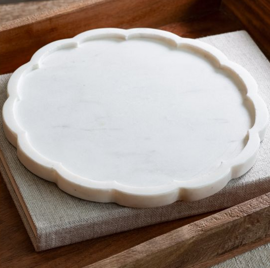 Scallop Marble Platter, Feathered Farmhouse