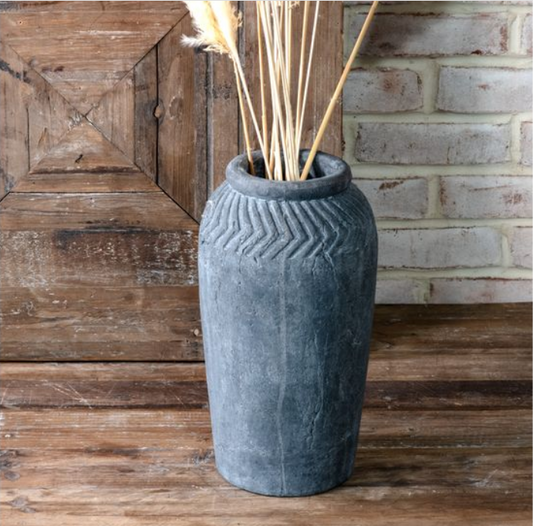 Black Top Pattern Vase, Feathered Farmhouse