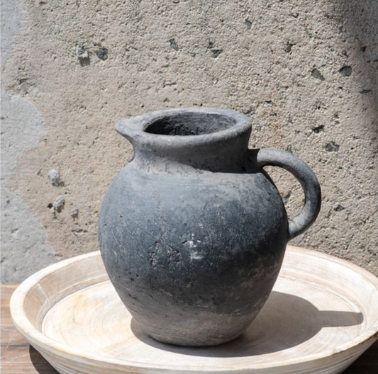 Charcoal Pitcher Vase, Feathered Farmhouse