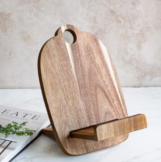 Acacia Wood Cookbook Stand, Feathered Farmhouse