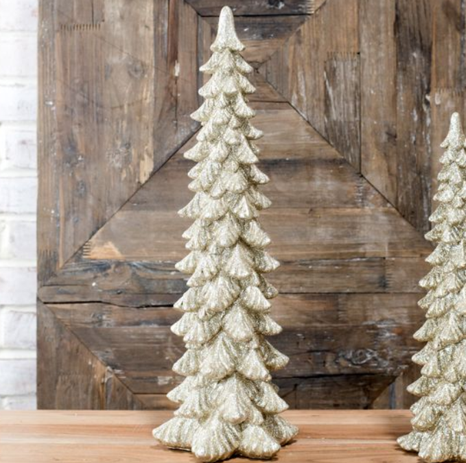 Gold Glitter Tree, Feathered Farmhouse