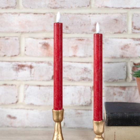 Red LED Taper Candle Set, Feathered Farmhouse