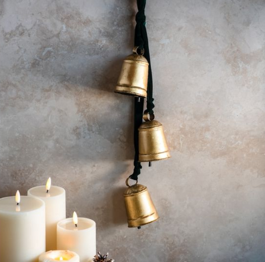 Gold Bell Hanger, Feathered Farmhouse