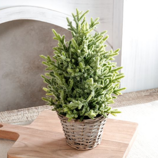 Glitter Topiary in Basket, Feathered Farmhouse
