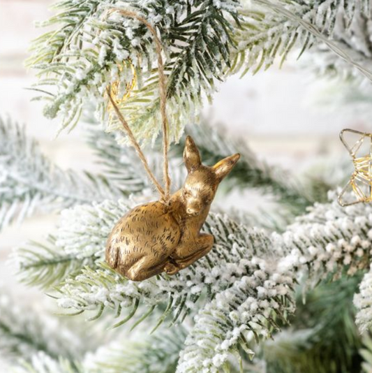Laying Deer Ornament, Feathered Farmhouse