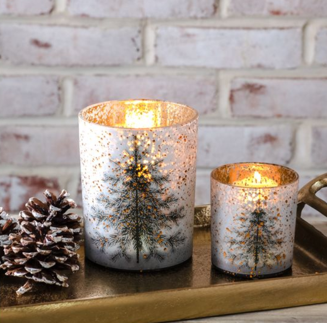 Gold Tree Dots Lantern, Feathered Farmhouse