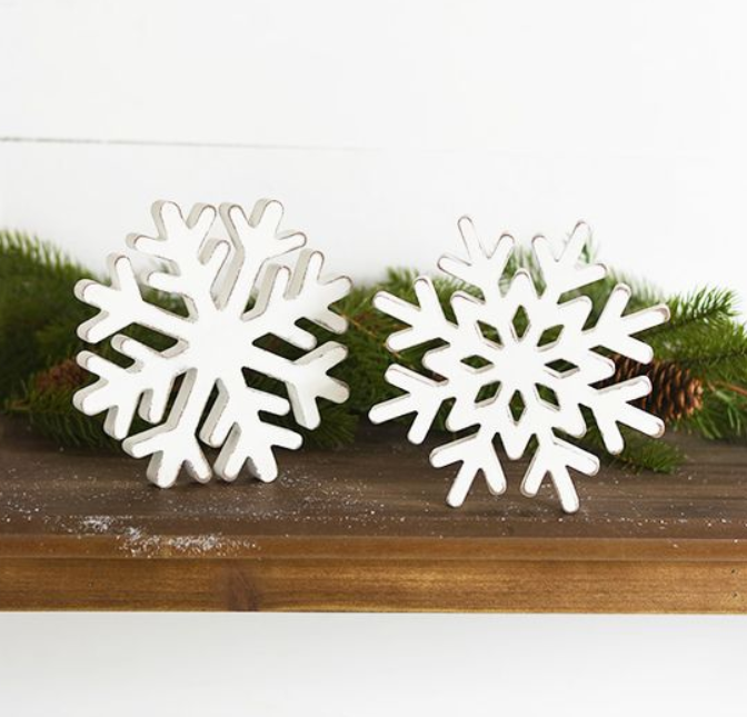 Wood Snowflake, Feathered Farmhouse