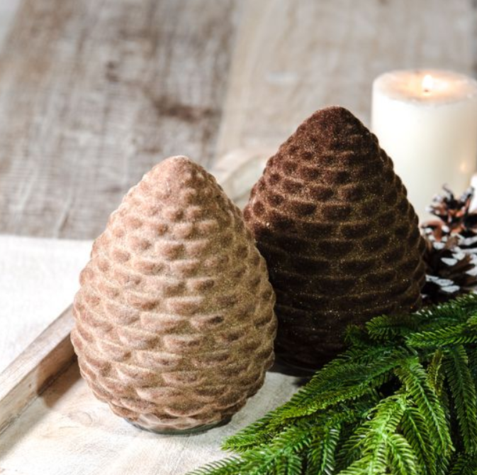 Flocked Pinecone, Feathered Farmhouse