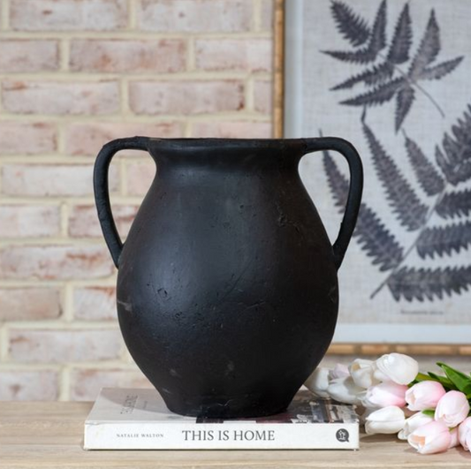 Black Jug Vase, Feathered Farmhouse