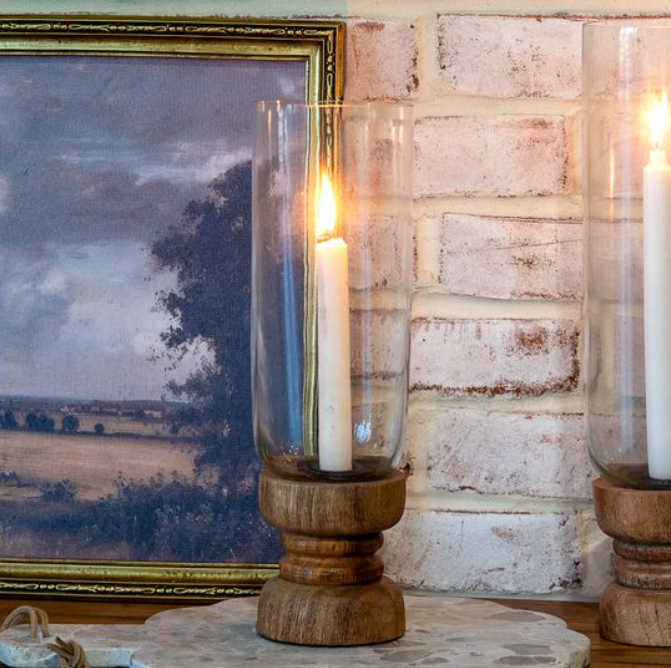 Natural Wood Taper Holder, Feathered Farmhouse