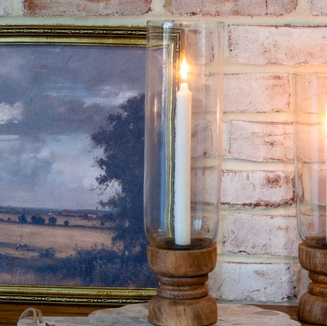 Natural Wood Taper Holder, Feathered Farmhouse