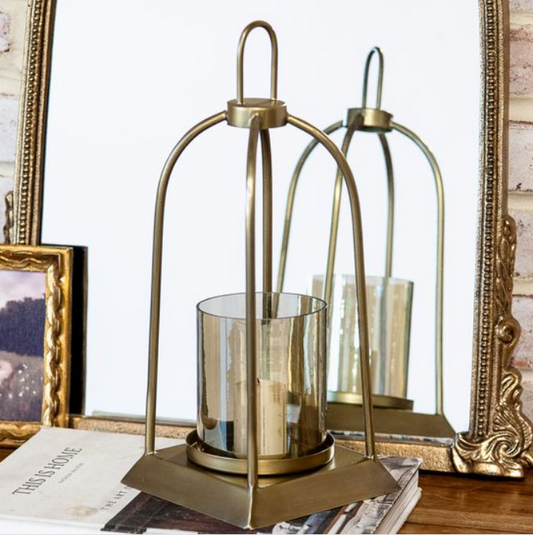 Brass Antique Lantern, Feathered Farmhouse