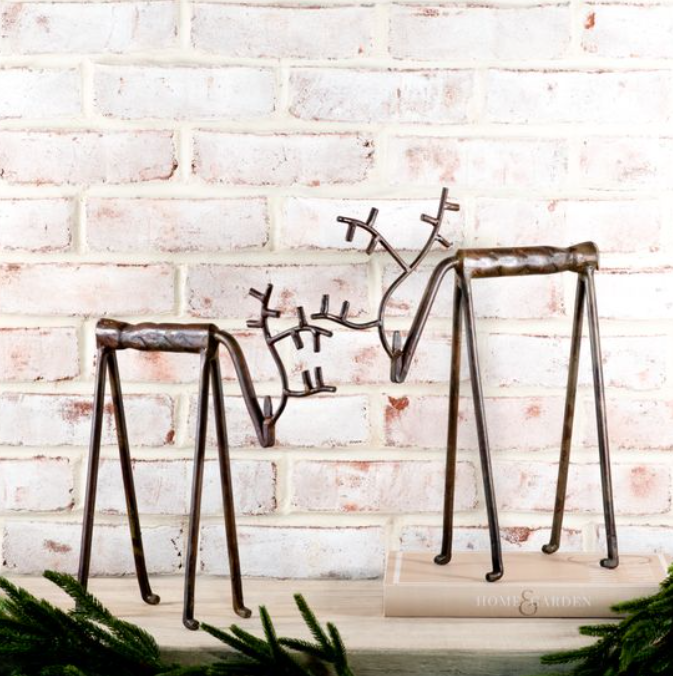 Bronze Head Down Deer, Feathered Farmhouse