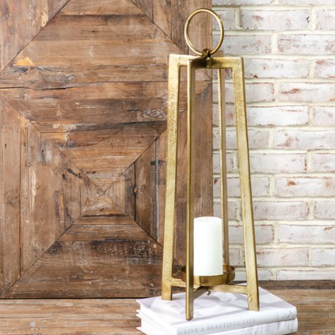 Antique Brass Lantern, Feathered Farmhouse