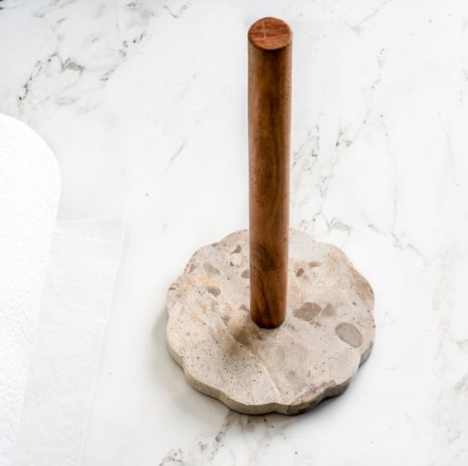 Leopard Marble Paper Towel Holder, Feathered Farmhouse